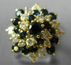 ESTATE WIDE 2.0CT DIAMOND & AAA SAPPHIRE 14KT YELLOW GOLD SWIRL FLOWER LOVE RING