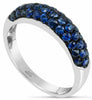 ESTATE .75CT AAA SAPPHIRE 18KT WHITE & BLACK GOLD 3 ROW WEDDING ANNIVERSARY RING