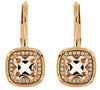 1.90CT DIAMOND & AAA MORGANITE 14KT ROSE GOLD SQUARE LEVERBACK HANGING EARRINGS