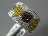 ESTATE WIDE 1.36CT MULTI COLOR DIAMOND 14KT WHITE GOLD 3D HEXAGON RING