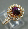 ESTATE .91CT DIAMOND & AAA PURPLE GARNET 18KT ROSE GOLD 3D HALO ENGAGEMENT RING