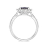 WIDE 2.28CT DIAMOND & AAA PURPLE SAPPHIRE 14KT WHITE GOLD FLOWER ENGAGEMENT RING