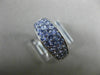 ESTATE WIDE 1.50CT AAA TANZANITE 14KT WHITE GOLD 3D THREE ROW PAVE FILIGREE RING