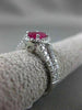ESTATE 1.55CT DIAMOND & RUBY 14KT WHITE GOLD OVAL HALO FILIGREE ENGAGEMENT RING