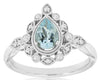 .52CT DIAMOND & AAA AQUAMARINE 14KT WHITE GOLD PEAR SHAPE FLORAL ENGAGEMENT RING