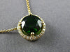 ESTATE LARGE 2.14CT DIAMOND & AAA GREEN GARNET 14KT YELLOW GOLD 3D HALO NECKLACE