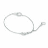 ESTATE .11CT DIAMOND 14K WHITE GOLD 3D CLASSIC LOVE HEART FRIENDSHIP BRACELET