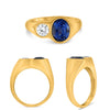 LARGE 2.66CT DIAMOND & AAA SAPPHIRE 14KT YELLOW GOLD OVAL & ROUND SOLITAIRE RING