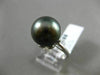 ESTATE LARGE .38CT DIAMOND 18KT WHITE GOLD TAHITIAN PEARL FLOWER SOLITARE RING