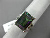 ESTATE EXTRA LARGE 4.17CT DIAMOND & MYSTIC TOPAZ 14KT WHITE GOLD ENGAGEMENT RING