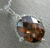 ESTATE 3.68CT DIAMOND & AAA SMOKY TOPAZ 14K WHITE GOLD OVAL HALO PENDANT #19843