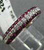 ESTATE .98CT DIAMOND & AAA RUBY 18KT WHITE GOLD SEMI ETERNITY 3 ROW WEDDING RING