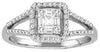 WIDE .43CT DIAMOND 18KT WHITE GOLD ROUND & BAGUETTE HALO FRIENDSHIP PROMISE RING
