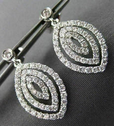 ESTATE 1.01CT ROUND DIAMOND 14KT WHITE GOLD MULTI DROP HANGING EARRINGS STUNNING