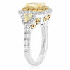 ESTATE LARGE 3.14CT WHITE & FANCY CANARY DIAMOND 18K 2 TONE GOLD ENGAGEMENT RING