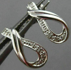 ESTATE .03CT DIAMOND 14KT WHITE GOLD LOVE KNOT INFINITY AWARENESS STUD EARRINGS
