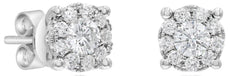 .47CT DIAMOND 14K WHITE GOLD ROUND CLASSIC SOLITAIRE HALO FILIGREE STUD EARRINGS