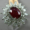 ESTATE LARGE 4.35CT DIAMOND & AAA RUBY 18KT WHITE GOLD ENGAGEMENT COCKTAIL RING