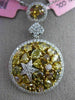 LARGE 4.03CT WHITE & FANCY COLOR DIAMOND 18K TWO TONE GOLD CIRCULAR STAR PENDANT