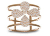ESTATE WIDE .32CT DIAMOND 14KT ROSE GOLD 3D MULTI LEAF FLOWER MULTI ROW FUN RING