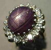 ESTATE MASSIVE 13.5CT DIAMOND & AAA PURPLE STAR SAPPHIRE 14K WHITE GOLD FUN RING