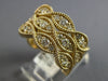 LARGE 1.49CT DIAMOND 14KT YELLOW GOLD 3 ROW FILIGREE MULTI LEAF ANNIVERSARY RING