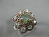 GIA LARGE 2.7CT MULTI COLOR DIAMOND 18K WHITE & ROSE GOLD FLOWER ENGAGEMENT RING