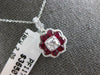 1.13CT DIAMOND & AAA RUBY 18KT WHITE GOLD ROUND FILIGREE FLOWER FLOATING PENDANT