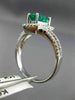 ESTATE 1.15CT DIAMOND & AAA EMERALD 14KT WHITE GOLD HALO CLASSIC ENGAGEMENT RING