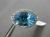 ESTATE 7.33CTW DIAMOND & AAA BLUE TOPAZ 14K WHITE GOLD FILIGREE HALO OVAL RING