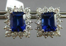 ESTATE EXTRA LARGE 8.30CT DIAMOND & TANZANITE 18KT WHITE GOLD HALO STUD EARRINGS