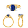 LARGE 2.61CT DIAMOND & AAA SAPPHIRE 14K YELLOW GOLD EMERALD CUT ENGAGEMENT RING