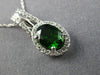 ESTATE 1.54CT DIAMOND & AAA GREEN GARNET 14KT WHITE GOLD 3D OVAL HALO PENDANT