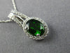 ESTATE 1.54CT DIAMOND & AAA GREEN GARNET 14KT WHITE GOLD 3D OVAL HALO PENDANT