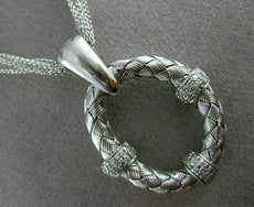 ESTATE LARGE .60CT DIAMOND 14KT WHITE GOLD OVAL MESH MULTI CHAIN ITALIAN PENDANT