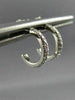 ESTATE SMALL .08CT DIAMOND 14K WHITE GOLD 3D SEMI HOOP CLASSIC MILGRAIN EARRINGS