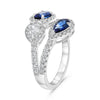 LARGE 1.65CT DIAMOND & AAA SAPPHIRE 18K WHITE GOLD MULTI SHAPE MULTI FLOWER RING