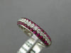 ESTATE .98CT DIAMOND & AAA RUBY 18KT WHITE GOLD SEMI ETERNITY 3 ROW WEDDING RING