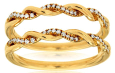 0.20CT DIAMOND 14KT YELLOW GOLD 3D CLASSIC ROPE INSERT WEDDING ANNIVERSARY RING