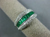 WIDE 1.60CT DIAMOND & AAA EMERALD 14KT WHITE GOLD 3D ROUND & BAGUETTE RING #2739