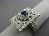 ESTATE LARGE .98CT DIAMOND & SAPPHIRE 14KT WHITE GOLD OPEN FILIGREE FLOWER RING