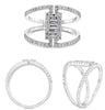WIDE .64CT DIAMOND 14KT WHITE GOLD 3D ROUND & BAGUETTE RECTANGULAR BAR FUN RING