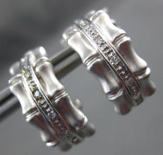 ESTATE .10CT ROUND DIAMOND 14KT WHITE GOLD BAMBOO DESIGN CLIP ON EARRINGS #21694