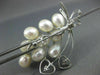 LARGE DIAMOND & AAA PEARL 14KT WHITE GOLD BOKAY FLOWER HEART BROOCH PIN #26611