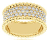 WIDE .81CT DIAMOND 14KT YELLOW GOLD 3D 3 ROW MULTI BEAD WEDDING ANNIVERSARY RING