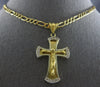 ESTATE LARGE .40CT DIAMOND 14KT YELLOW GOLD 3D CRUCIFIX CROSS MENS NECKLACE