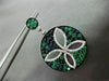 ESTATE LARGE 3.03CT DIAMOND SAPPHIRE & EMERALD 14KT WHITE GOLD FLOWER EARRINGS