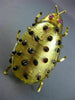 ESTATE LARGE .10CT AAA RUBY 18KT YELLOW GOLD HANDCRAFTED GLASS BEETLE BROOCH PIN