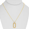 .09CT DIAMOND 14K YELLOW GOLD 3D OPEN OVAL LOVE KNOT ADJUSTABLE FLOATING PENDANT