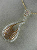 ESTATE .95CT WHITE & PINK DIAMOND 18K WHITE & ROSE GOLD FLOWER TEAR DROP PENDANT